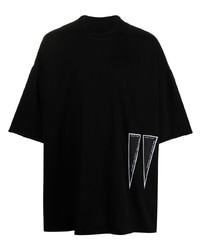 schwarzes bedrucktes T-Shirt mit einem Rundhalsausschnitt von Rick Owens DRKSHDW