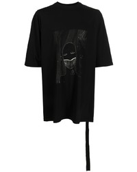 schwarzes bedrucktes T-Shirt mit einem Rundhalsausschnitt von Rick Owens DRKSHDW