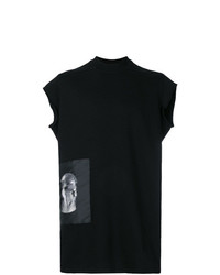 schwarzes bedrucktes T-Shirt mit einem Rundhalsausschnitt von Rick Owens DRKSHDW