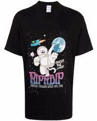 schwarzes bedrucktes T-Shirt mit einem Rundhalsausschnitt von RIPNDIP