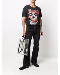 schwarzes bedrucktes T-Shirt mit einem Rundhalsausschnitt von Htc Los Angeles