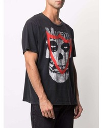 schwarzes bedrucktes T-Shirt mit einem Rundhalsausschnitt von Htc Los Angeles