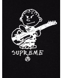 schwarzes bedrucktes T-Shirt mit einem Rundhalsausschnitt von Supreme