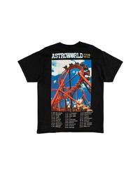 schwarzes bedrucktes T-Shirt mit einem Rundhalsausschnitt von Travis Scott Astroworld