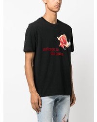 schwarzes bedrucktes T-Shirt mit einem Rundhalsausschnitt von Ksubi