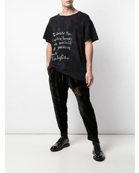 schwarzes bedrucktes T-Shirt mit einem Rundhalsausschnitt von Yohji Yamamoto