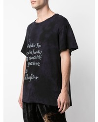 schwarzes bedrucktes T-Shirt mit einem Rundhalsausschnitt von Yohji Yamamoto