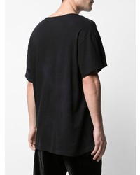 schwarzes bedrucktes T-Shirt mit einem Rundhalsausschnitt von Yohji Yamamoto