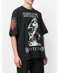 schwarzes bedrucktes T-Shirt mit einem Rundhalsausschnitt von Fausto Puglisi