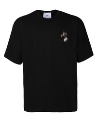 schwarzes bedrucktes T-Shirt mit einem Rundhalsausschnitt von RtA