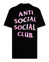 schwarzes bedrucktes T-Shirt mit einem Rundhalsausschnitt von Anti Social Social Club