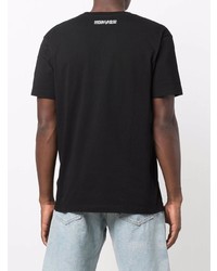 schwarzes bedrucktes T-Shirt mit einem Rundhalsausschnitt von Marcelo Burlon County of Milan