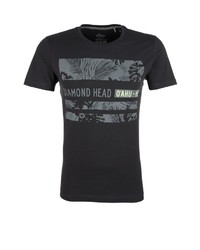 schwarzes bedrucktes T-Shirt mit einem Rundhalsausschnitt von S.OLIVER RED LABEL