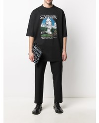 schwarzes bedrucktes T-Shirt mit einem Rundhalsausschnitt von Balenciaga