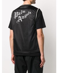 schwarzes bedrucktes T-Shirt mit einem Rundhalsausschnitt von Palm Angels