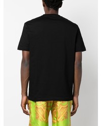 schwarzes bedrucktes T-Shirt mit einem Rundhalsausschnitt von Versace