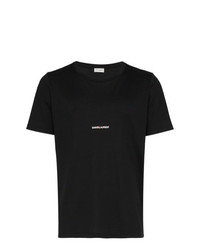 schwarzes bedrucktes T-Shirt mit einem Rundhalsausschnitt von Saint Laurent