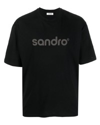 schwarzes bedrucktes T-Shirt mit einem Rundhalsausschnitt von Sandro