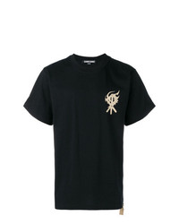 schwarzes bedrucktes T-Shirt mit einem Rundhalsausschnitt von Sankuanz