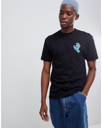 schwarzes bedrucktes T-Shirt mit einem Rundhalsausschnitt von Santa Cruz