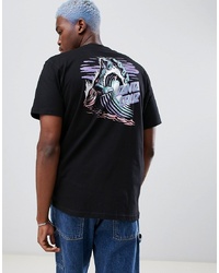 schwarzes bedrucktes T-Shirt mit einem Rundhalsausschnitt von Santa Cruz