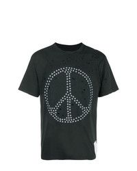 schwarzes bedrucktes T-Shirt mit einem Rundhalsausschnitt von Satisfy