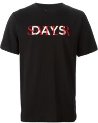 schwarzes bedrucktes T-Shirt mit einem Rundhalsausschnitt von Saturdays Surf NYC
