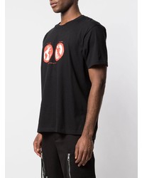 schwarzes bedrucktes T-Shirt mit einem Rundhalsausschnitt von Supreme