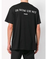 schwarzes bedrucktes T-Shirt mit einem Rundhalsausschnitt von Ih Nom Uh Nit