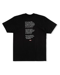 schwarzes bedrucktes T-Shirt mit einem Rundhalsausschnitt von Supreme