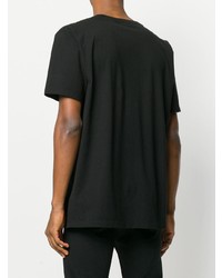 schwarzes bedrucktes T-Shirt mit einem Rundhalsausschnitt von Marcelo Burlon County of Milan