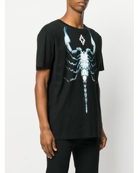 schwarzes bedrucktes T-Shirt mit einem Rundhalsausschnitt von Marcelo Burlon County of Milan