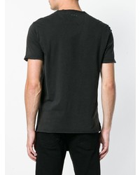 schwarzes bedrucktes T-Shirt mit einem Rundhalsausschnitt von John Varvatos