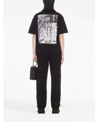 schwarzes bedrucktes T-Shirt mit einem Rundhalsausschnitt von Off-White