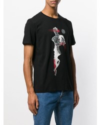 schwarzes bedrucktes T-Shirt mit einem Rundhalsausschnitt von Just Cavalli