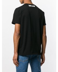 schwarzes bedrucktes T-Shirt mit einem Rundhalsausschnitt von Just Cavalli