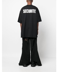 schwarzes bedrucktes T-Shirt mit einem Rundhalsausschnitt von Vetements