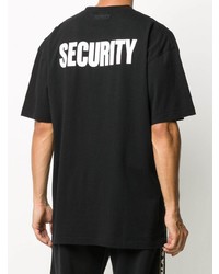 schwarzes bedrucktes T-Shirt mit einem Rundhalsausschnitt von Vetements