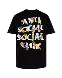 schwarzes bedrucktes T-Shirt mit einem Rundhalsausschnitt von Anti Social Social Club