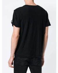 schwarzes bedrucktes T-Shirt mit einem Rundhalsausschnitt von Midnight Studios