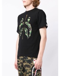 schwarzes bedrucktes T-Shirt mit einem Rundhalsausschnitt von BAPE BLACK *A BATHING APE®