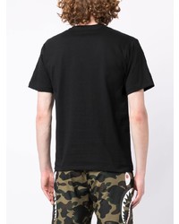 schwarzes bedrucktes T-Shirt mit einem Rundhalsausschnitt von BAPE BLACK *A BATHING APE®