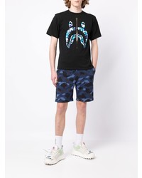 schwarzes bedrucktes T-Shirt mit einem Rundhalsausschnitt von BAPE BLACK *A BATHING APE®