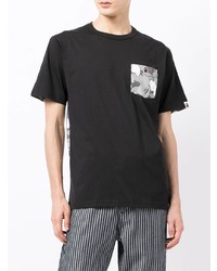 schwarzes bedrucktes T-Shirt mit einem Rundhalsausschnitt von A Bathing Ape