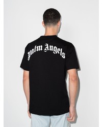 schwarzes bedrucktes T-Shirt mit einem Rundhalsausschnitt von Palm Angels