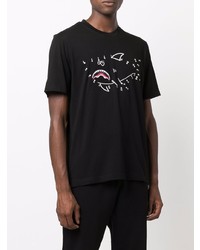 schwarzes bedrucktes T-Shirt mit einem Rundhalsausschnitt von Sprayground