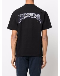 schwarzes bedrucktes T-Shirt mit einem Rundhalsausschnitt von DOMREBEL