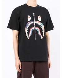 schwarzes bedrucktes T-Shirt mit einem Rundhalsausschnitt von A Bathing Ape