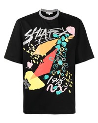 schwarzes bedrucktes T-Shirt mit einem Rundhalsausschnitt von SHIATZY CHEN