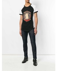 schwarzes bedrucktes T-Shirt mit einem Rundhalsausschnitt von Balmain